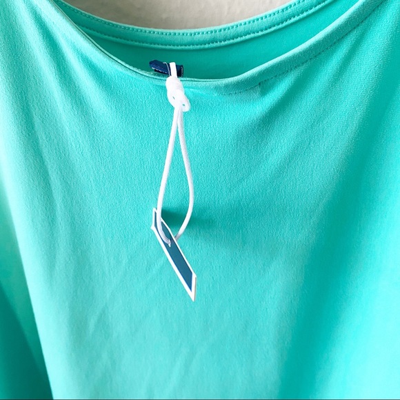 KAARI Blue Teal Green Cold Shoulder Plus Size Top - Picture 5 of 5